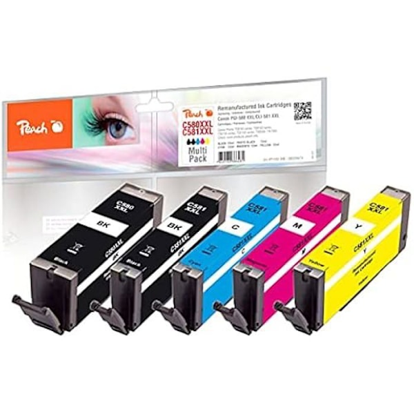 Peach Multipack, XXL Kompatibel med Canon PGI-580XXL, CLI-581XXL