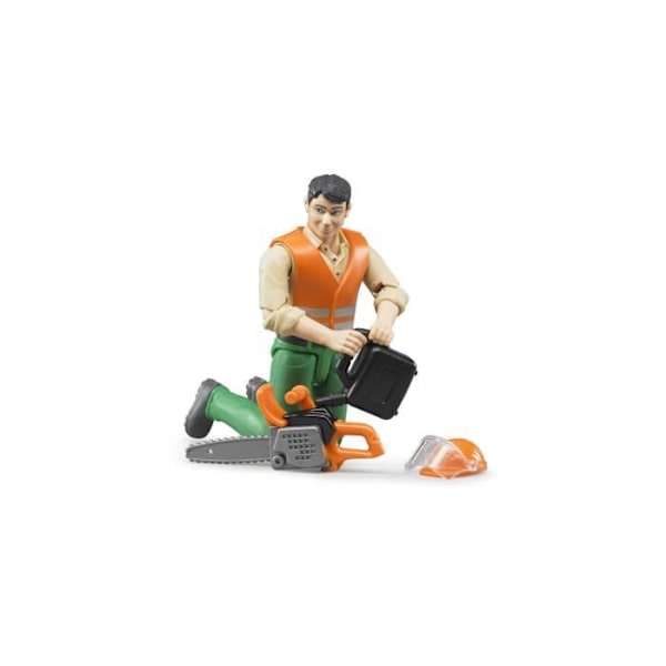 BRUDER skovhuggerfigur med skovbrugstilbehør - 10,7 cm