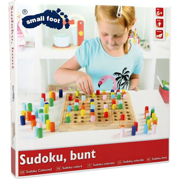Värikäs puinen Sudoku-peli Beige, blå og gul
