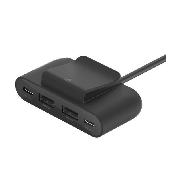 TELEFON, Smartphonetilbehør, Batteriopladere, Belkin 4 Port Usb Power Ext 2xc 2xa 30w Bk4 USB-porte til