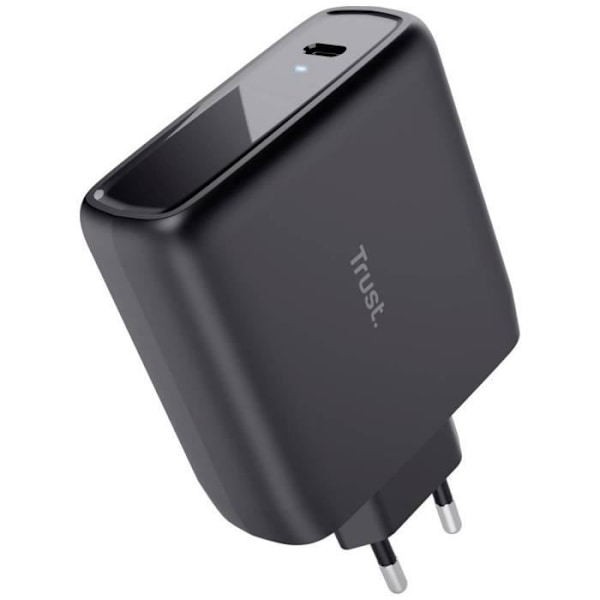 Trust Maxo 100W USB-C-laddare, 75 % tillverkad av återvunnet material, snabb USB-C-kabel 2m, strömadapter - svart