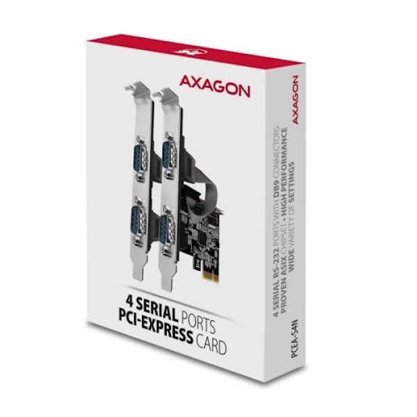 AXAGON PCEA-PSN PCIe-sovitin 4 ASIX-sarjaportilla AX99100 Chipsatz - 8595247905413