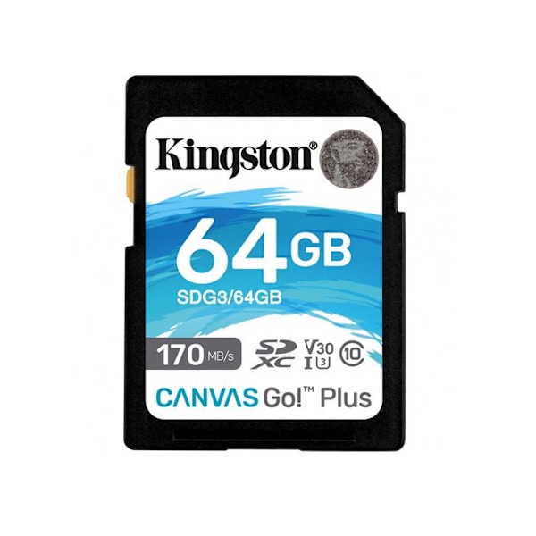 Kingston SDG3/64 Gt SD-kortin muistikortti (64 Gt SDXC Canvas Go Plus 170R C10 UHS-I U3 V30)