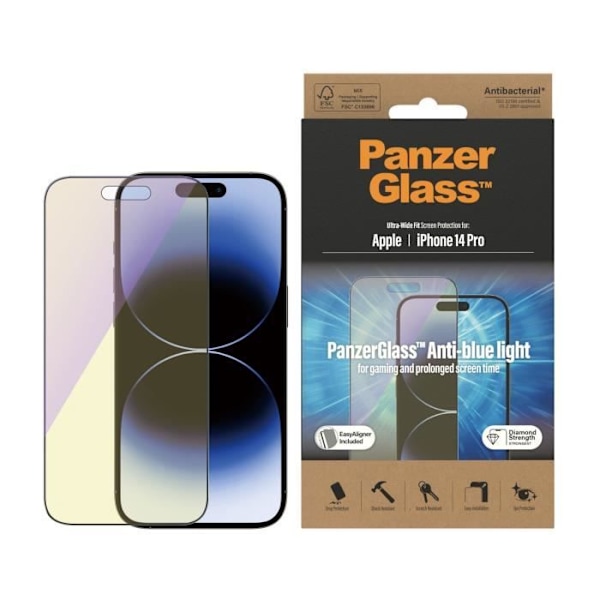 Panzer Glass Ultra Wide Fit Anti Blue Light näytönsuoja iphone 14 Pro 6.1" - 2792 Klar