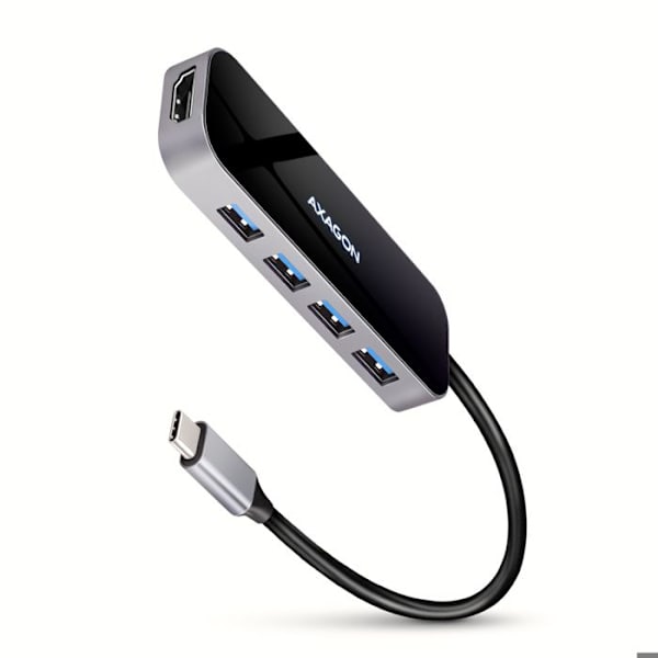 AXAGON HMC-6H4A USB-keskitin, 4X USB-A + HDMI, USB-C 3.2 Gen 1, PD 100W - 20 cm USB-C-Kel - 8595247907028