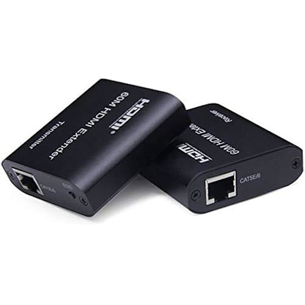 HDMI-forlængerkabel - PREMIUMCORD - 60 m - Full HD 1080p - EDID-justering - Kabel Cat 5e/6/6a/7 Svart