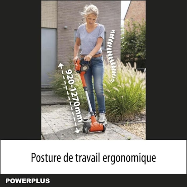 Powerplus Dual Power Ukrudtsuger Teleskopisk Batteri POWDPG8060 - 20 V, uden Batteri/Oplader, Nylon- og Stålbørste orange