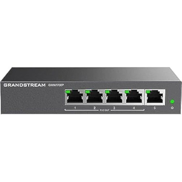 Uadministreret switch - Grandstream - GWN7700P - 5 porte - 4X PoE - Sort farve Sort