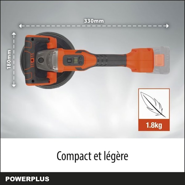 POWDP4070 - Harjaton kulmavaihde - 20V Ø 180mm - ei sisältänyt akkua ja laturia - 7 kpl. orange