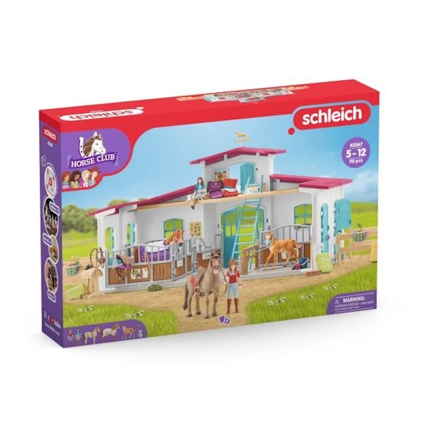 Lakeside Modular Equestrian Center for Horses, Figurset med 115 element, Schleich 42567 Horse Club Flerfärgad