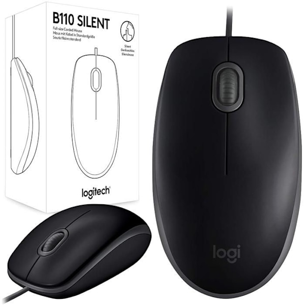 B110 Optisk mus - LOGITECH - USB - Sort - Kabel Sort