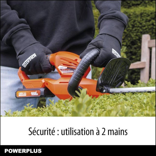 Dual Power batteri hækkeklipper - DUAL POWER - POWDPG75320 - 580 mm klinge - 18 mm afstand Orange - Sort