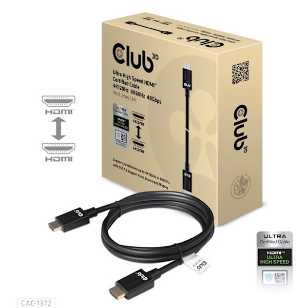 Ultra High Speed HDMI-kabel - CLUB 3D - CAC-1372 - 2m - HDR - HDMI 2.1 Svart
