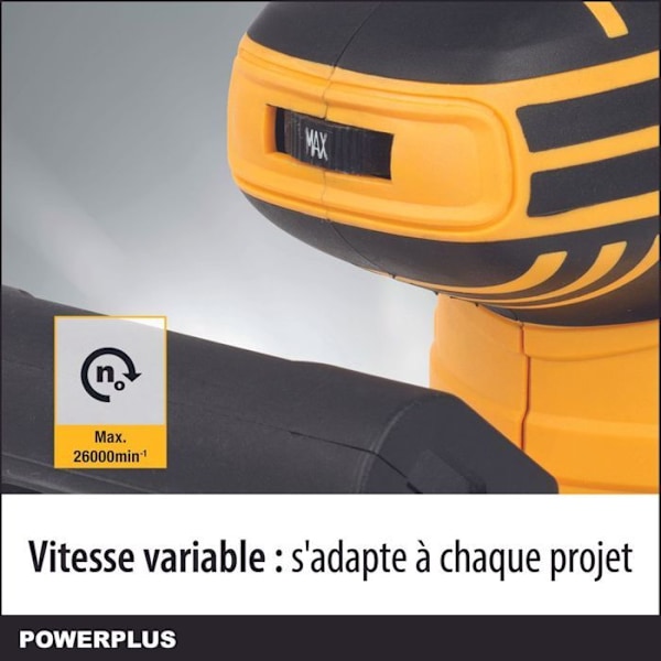 Powerplus Excentrisk Elektrisk Sliber på 450 W POWX0471 - 1 Støvpose, 3 Slibepapirer - 1 Kuffert Gul