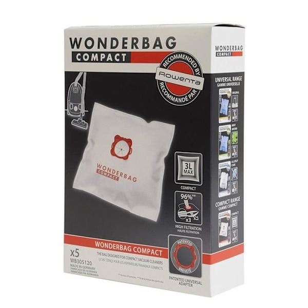 Wonderbag Compact - ROWENTA - WB305120 - Syntetiska dammsugarpåsar - Box med 5 påsar