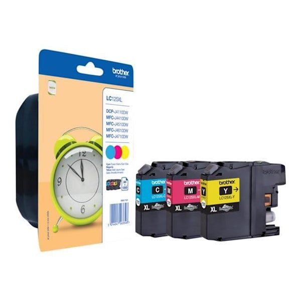 Brother LC125XL Rainbow Pack Print Cartridge - Super High Yield - Gul, Cyan, Magenta