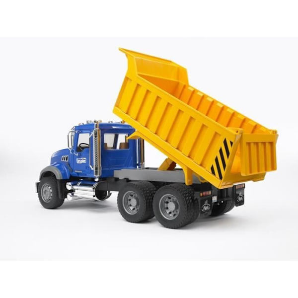 MACK dumper - BRUDER - Skala 1:16 - Åbning af motorhjelm og container