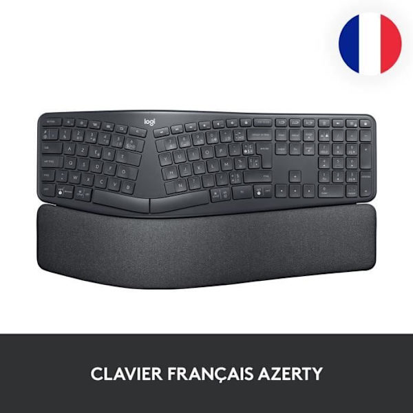 Ergonomisk tastatur - Trådløst - Logitech - ERGO K860 - AZERTY - Sort
