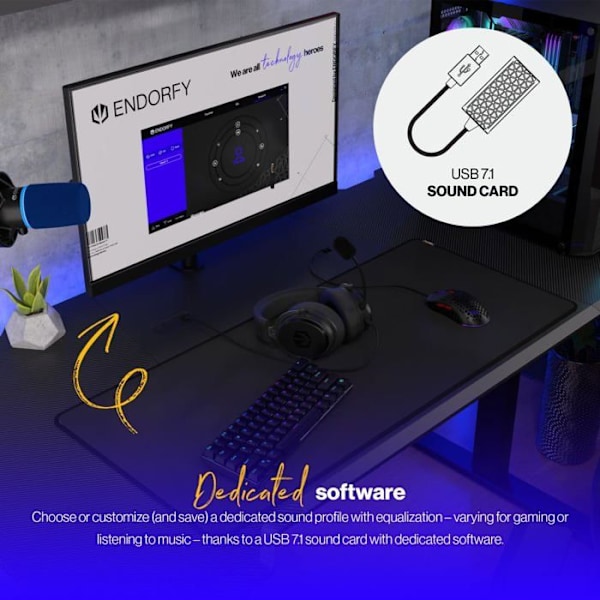 Endorfy Viro Plus Usb, Over Ear -kuulokkeet, ylimääräinen kangaspari