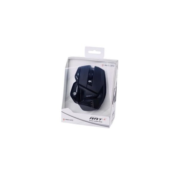 Madcatz RAT 4+ Sort - Kablet gamingmus, der kan tilpasses - 9 knapper - LED - 7200 DPI - Pixart PMW3330