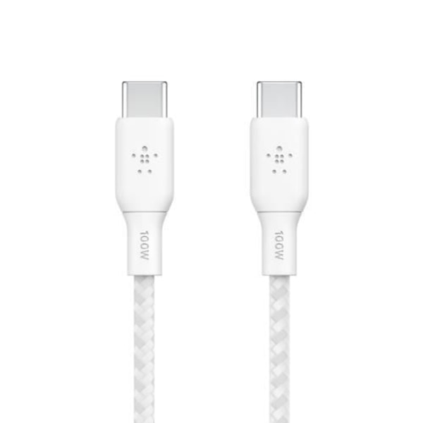 BELKIN FLETTET USB-C-USB-C KABEL 100W 2M HVID CAB014BT2MWH