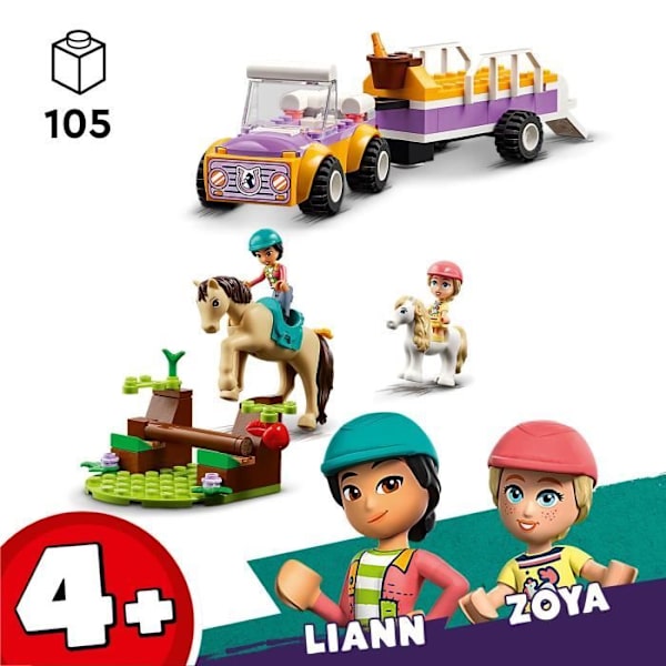 LEGO® 42634 Friends Heste- og Ponytrailer, Legetøj med Liann, Zoya og 2 dyrefigurer Flerfarvet