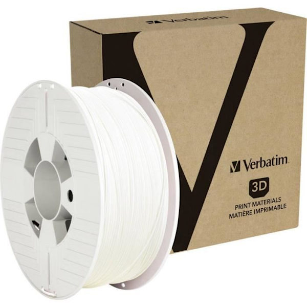 Verbatim ABS filament - Hvid - 1,75 mm - 1 kg - Høj stivhed og glans