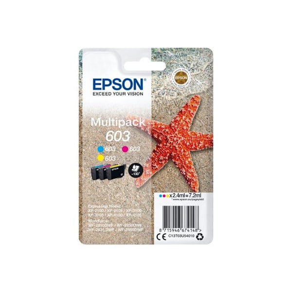 Blækpatron - Epson - Multipack 603 - 3 farver - Skarpe print - Besparelser