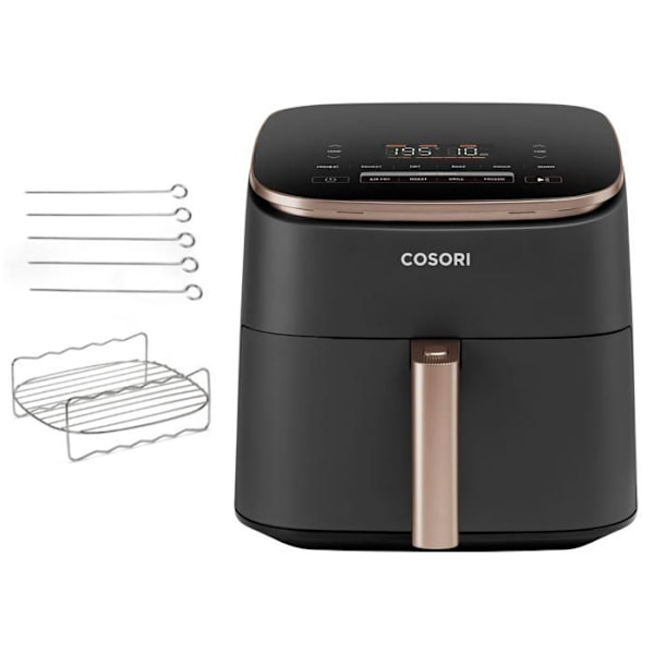 COSORI Fritøs uden olie Turbo Blaze Chef Edition 6 liter Sort, Lyserød guld