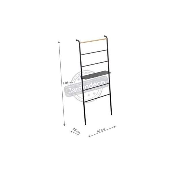 Håndklædestativ - YAMAZAKI - Stige med hylde Tower - Sort - Stål og træ - 160x66x25cm sort