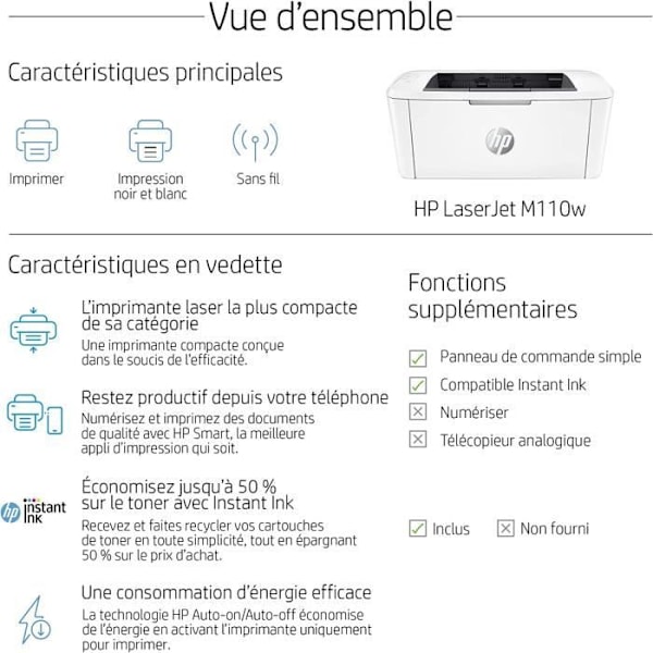 HP LaserJet M110w sort/hvid laser-enkeltfunktionsprinter