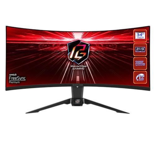 ASRock Phantom Gaming PG34WQ15R3A, 86,4 cm (34 Zoll), kaareva, 165 Hz, FreeSync, VA - DP, 2xHDMI