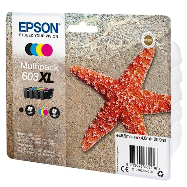 EPSON Multipack 603 XL Ink Kit - Sort, Cyan, Magenta, Gul