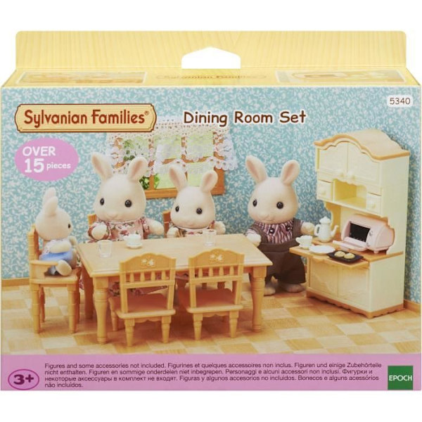 Miniatyrfigurer - SYLVANISKA FAMILJER - Matsalen - Komplett set för att inreda en matsal Beige