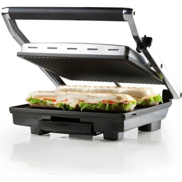 DOMO elektrisk multifunktionsgrill - Stora teflonplattor - Flytande lock - Justerbar termostat