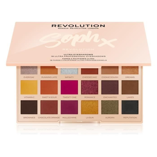 Makeup Revolution Soph X Extra Spice 18 farver øjenskyggepalet med spejl, øjenskygge