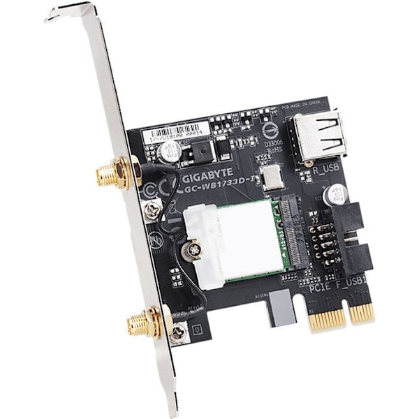 Gigabyte GC-WB1733D-I, sisäinen, langaton, PCI-E, WLAN-Bluetooth, IEEE 802.11ac, 1733 Mbit-s
