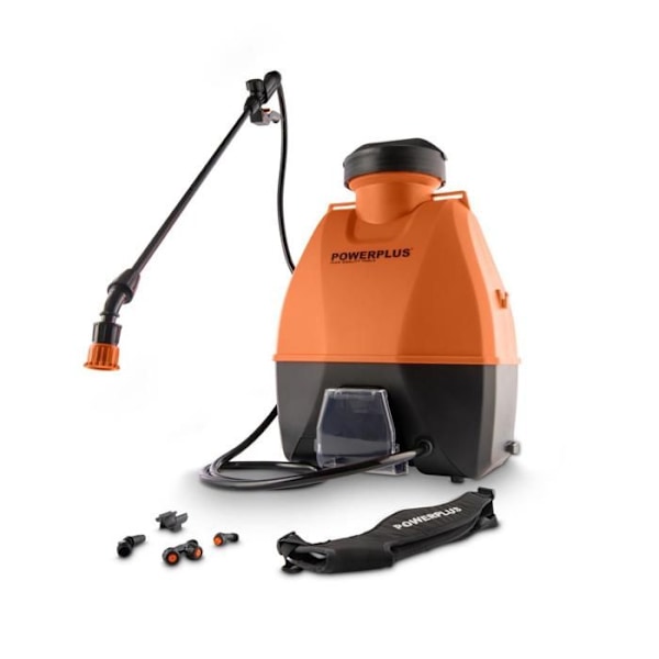 Powerplus Dual Power Batteridrevet Sprøjte POWDPG80460 - 20 V, Tryk på 6 Bar, Flow på 1500 ml/min, Kapacitet 16L, 4 Dysser Orange