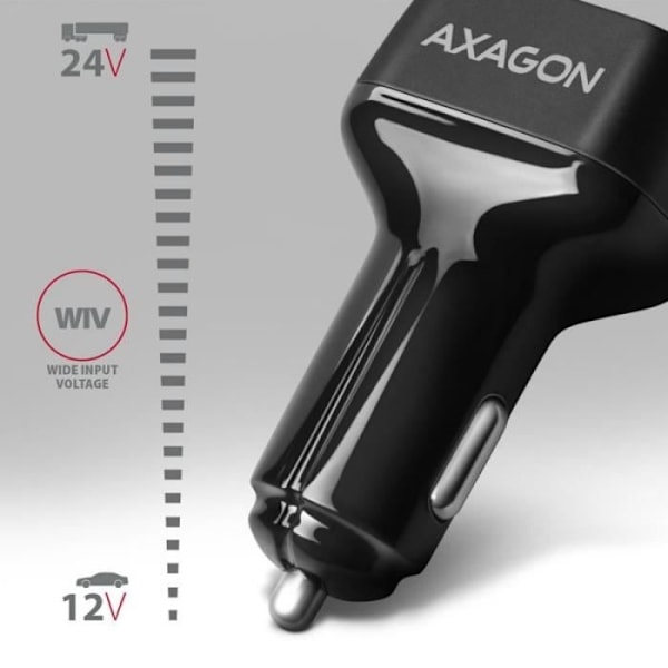 AXAGON PWC-PQ38 Auto-Ladegerät, 1x USB-A QC 3.0 + 1x USB-C PD, 38W, CL-Stecker - Schwarz - 8595247906557