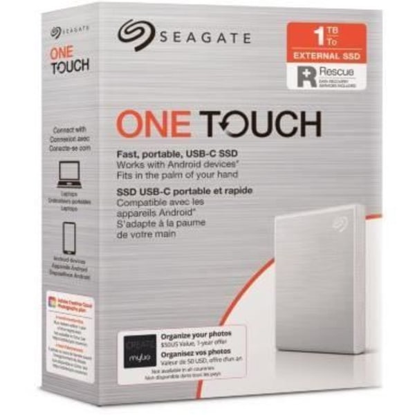 SEAGATE - Ekstern SSD - One Touch - 1TB - NVMe - USB-C - Grå (STKG1000401)