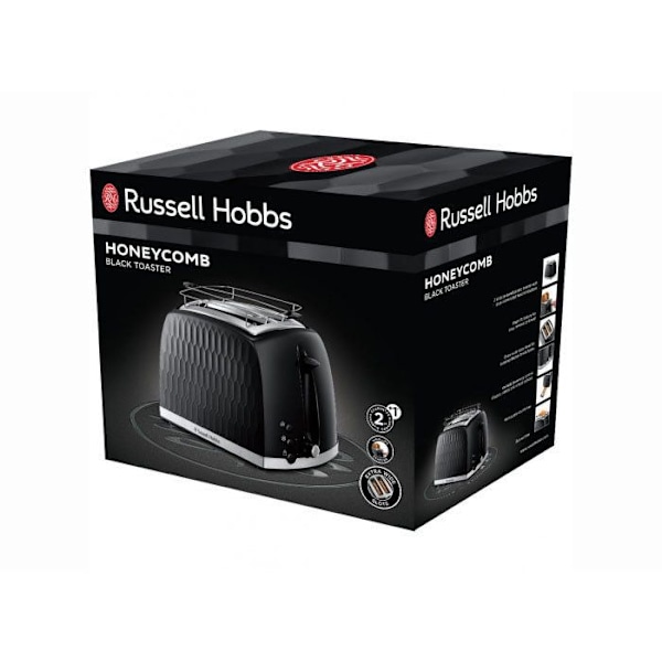 Russell Hobbs Honeycomb 2 Slice Brödrost, Svart