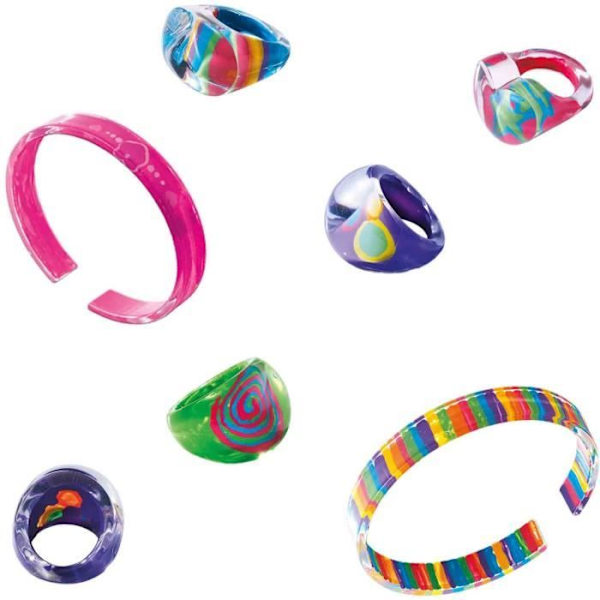 Ringe og armbånd - SES CREATIVE - Indeholder maling, pensel, 5 ringe og 2 armbånd Flerfärgad