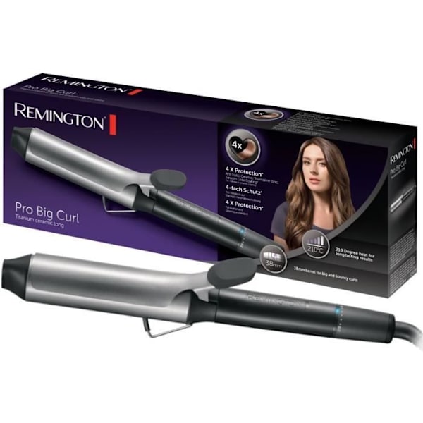 Remington CI5538 kiharrin, Anti-Static Pro Big Curl -kiharrin, keraaminen, ioninen turmaliini, Easy Glide, luonnolliset kiharat musta, Harmaa