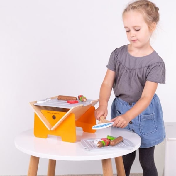 Puinen grillilelu - Bigjigs Toys - 5 osaa - 3-vuotiaille ja vanhemmille - Värikäs - Sekä tytöille että pojille Farvet