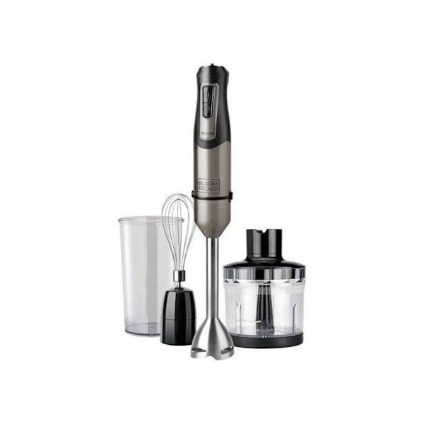BLACK & DECKER stavblender - 1200W - grå - 20 gear + Turbo Sort, gennemsigtig