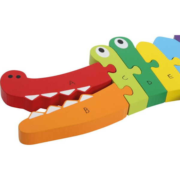 Small Foot - ABC Crocodile Puzzle - puslespil, børnespil, træspil - Fra 3 år Flerfarvet