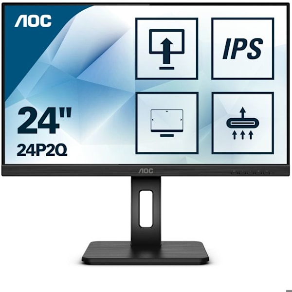 AOC 24P2Q 60 cm (23,8 tommer) skærm (DVI, HDMI, DisplayPort, USB-hub, 4 ms responstid, 1920x1080, 75 Hz, drejelig) sort