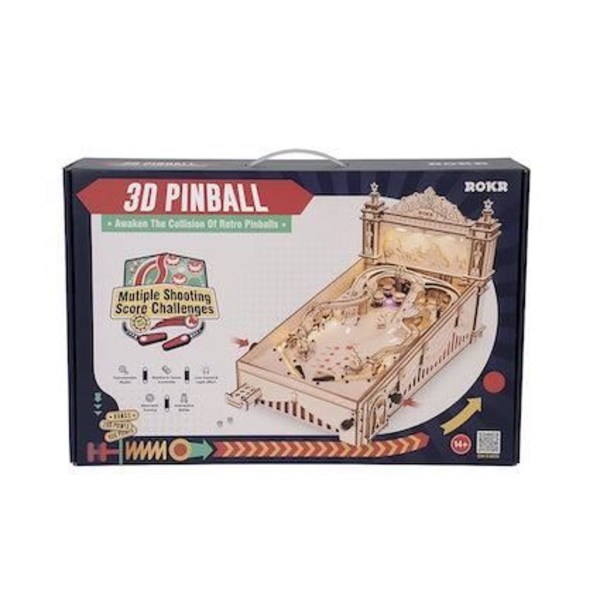 Robotime 3D pinball-koneen rakennussarja EG01 Puu 27,5 x 47,5 x 28 cm