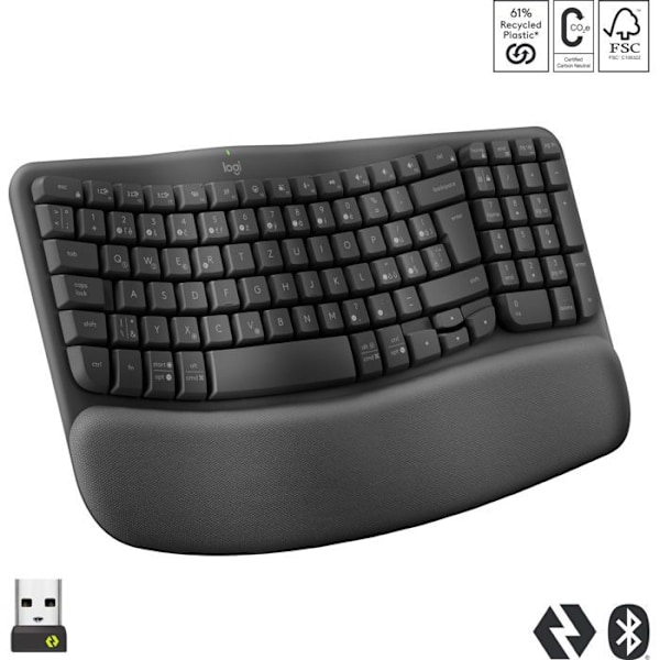 Logitech Wave Keys Langaton Ergonominen Näppäimistö Grafiitti - CZ/SK Grafiitti