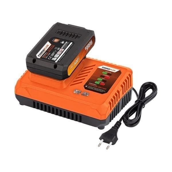 Set med Batterie og Oplader Dual Power POWDP9062 - 20 V Batterie og 4 A Oplader - til 20 V trådløse værktøjer. orange